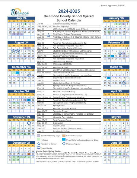 24-25 school calendar in English